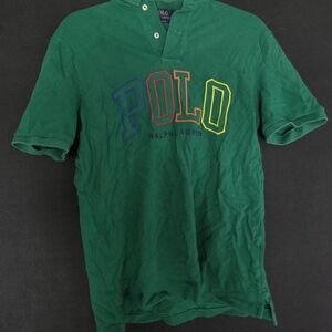 Ralph Lauren Green Polo Shirt with Multicolor Logo